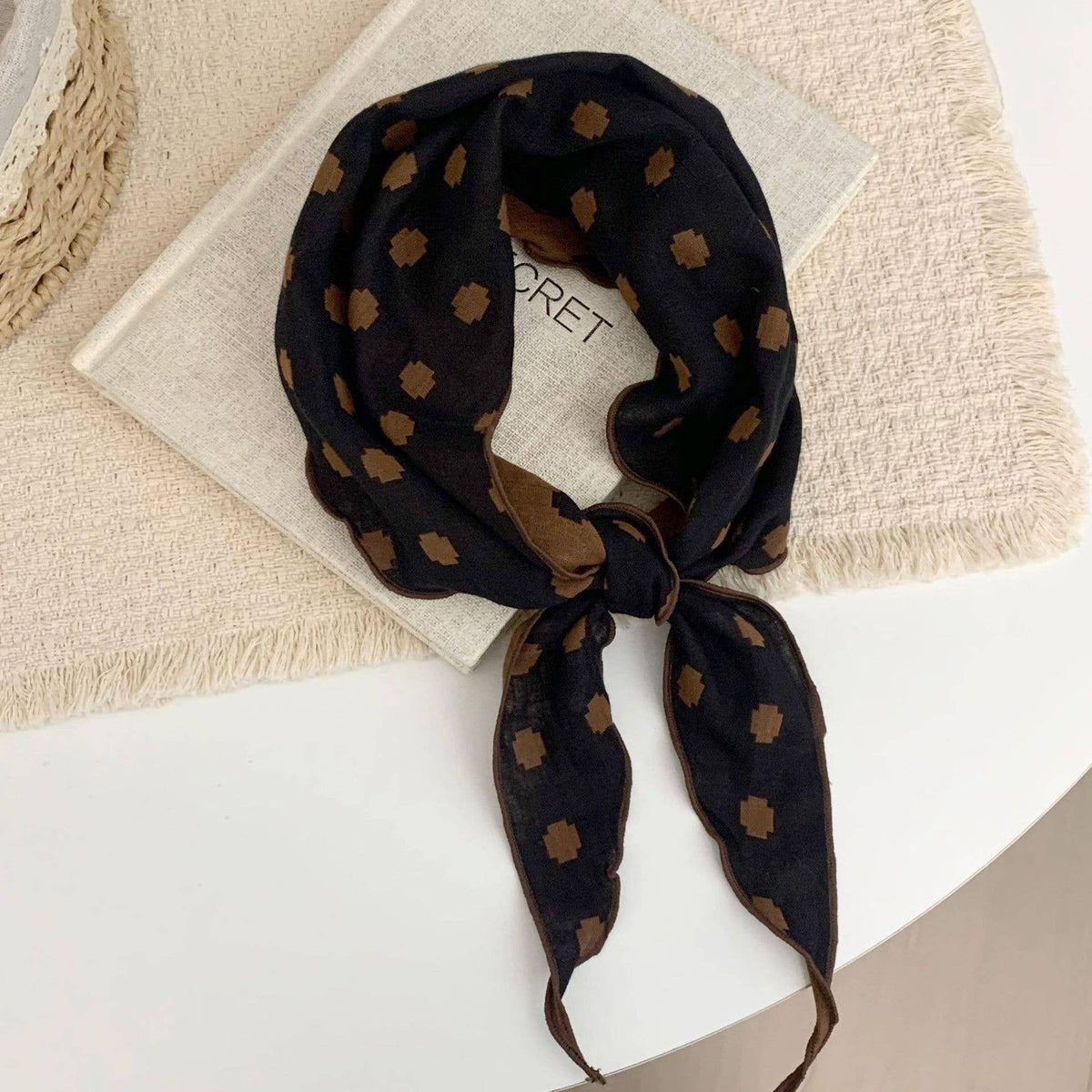 Retro Plaid Polka Dot Triangle Scarf: NO-4 / M