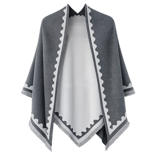 Scalloped Edge Elegance Triangle Wrap: 05 GRY