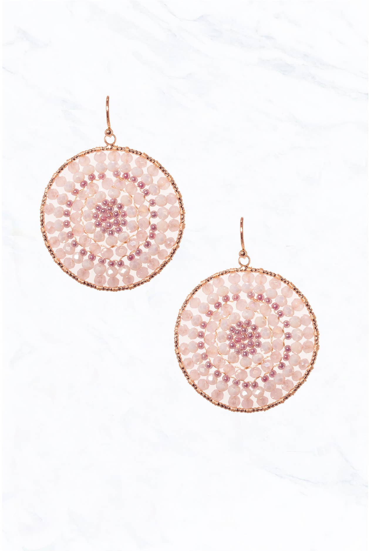 Circle Beaded with Pearl earing: Light pink
