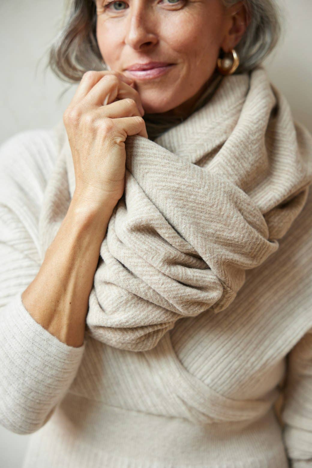 Bayside Herringbone Shawl - Wheat