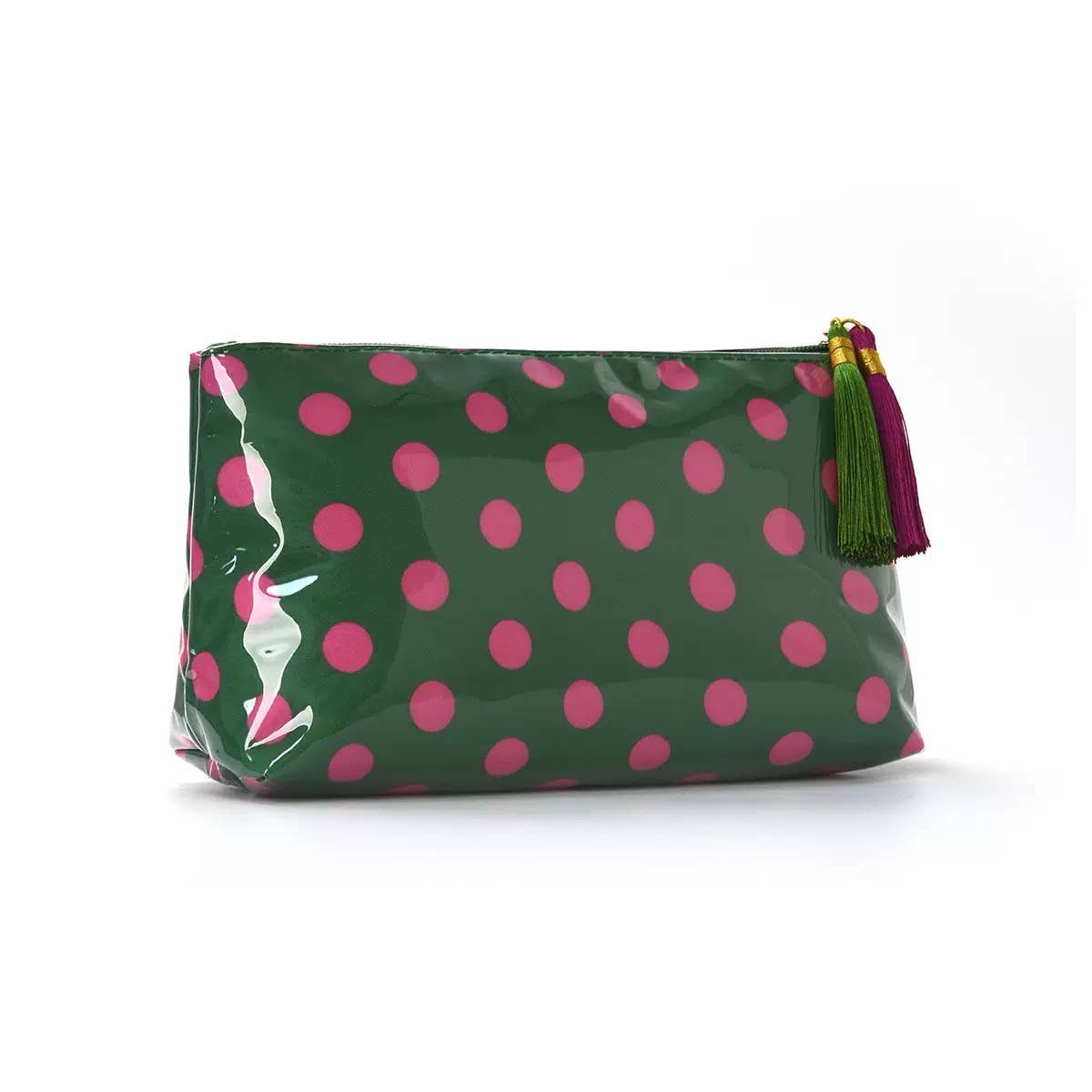 Polka Dot Travel Cosmetic Makeup Pouch Bag | Green