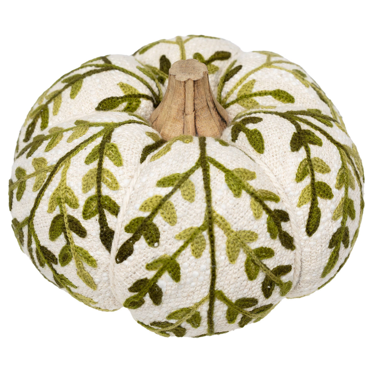 Green Leaf Embroidered Pumpkin
