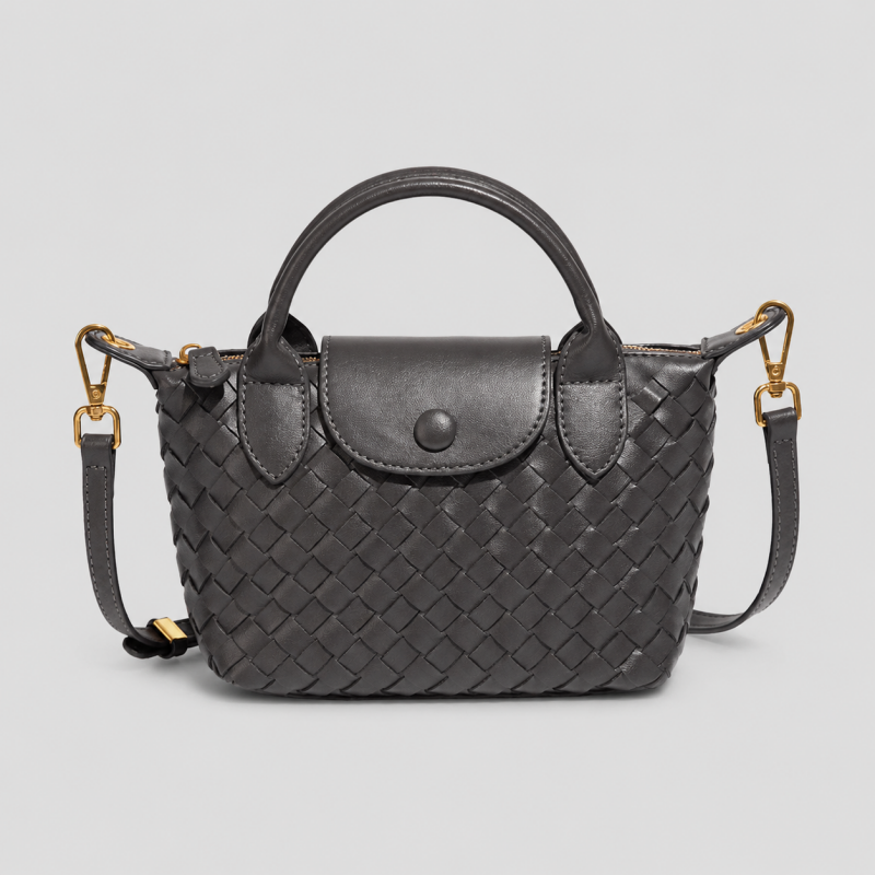 Woven Crossbody Bag: Dark Grey / One Size