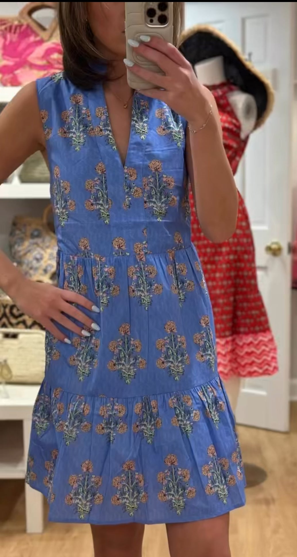 Sleeveless Floral Dress in Blue