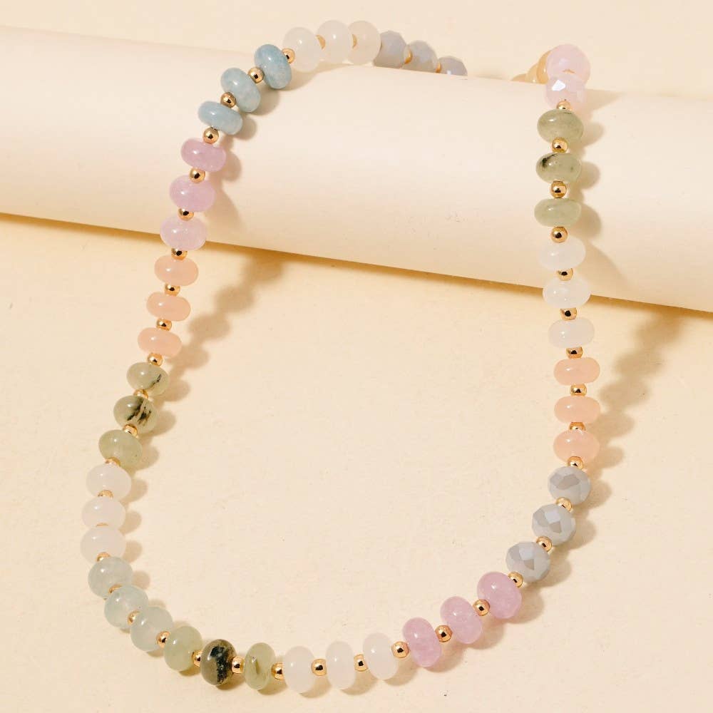 Round Stone Beaded Necklace: LMUL