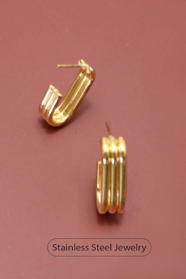 18k Stainless Steel Non-Tarnish Huggie Hoops | Gold