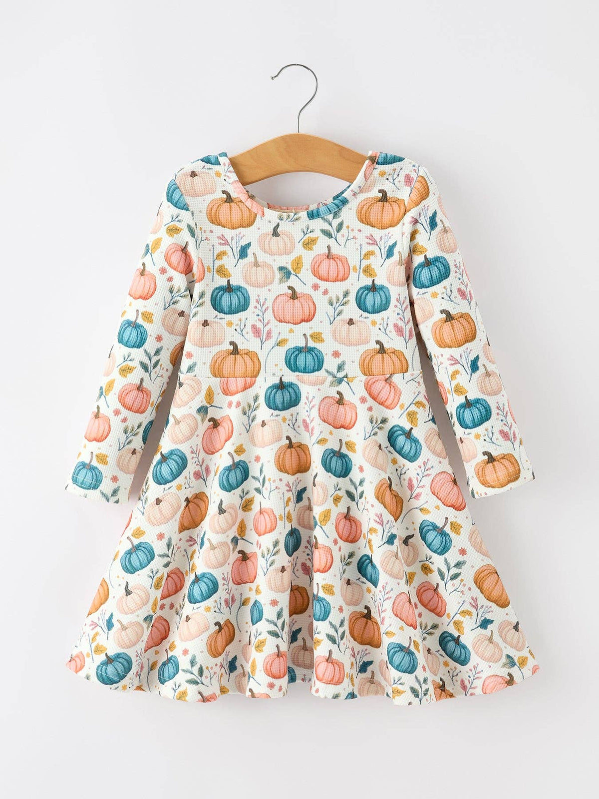 Fall Colorful Pumpkin Girls' Long-Sleeved Dress