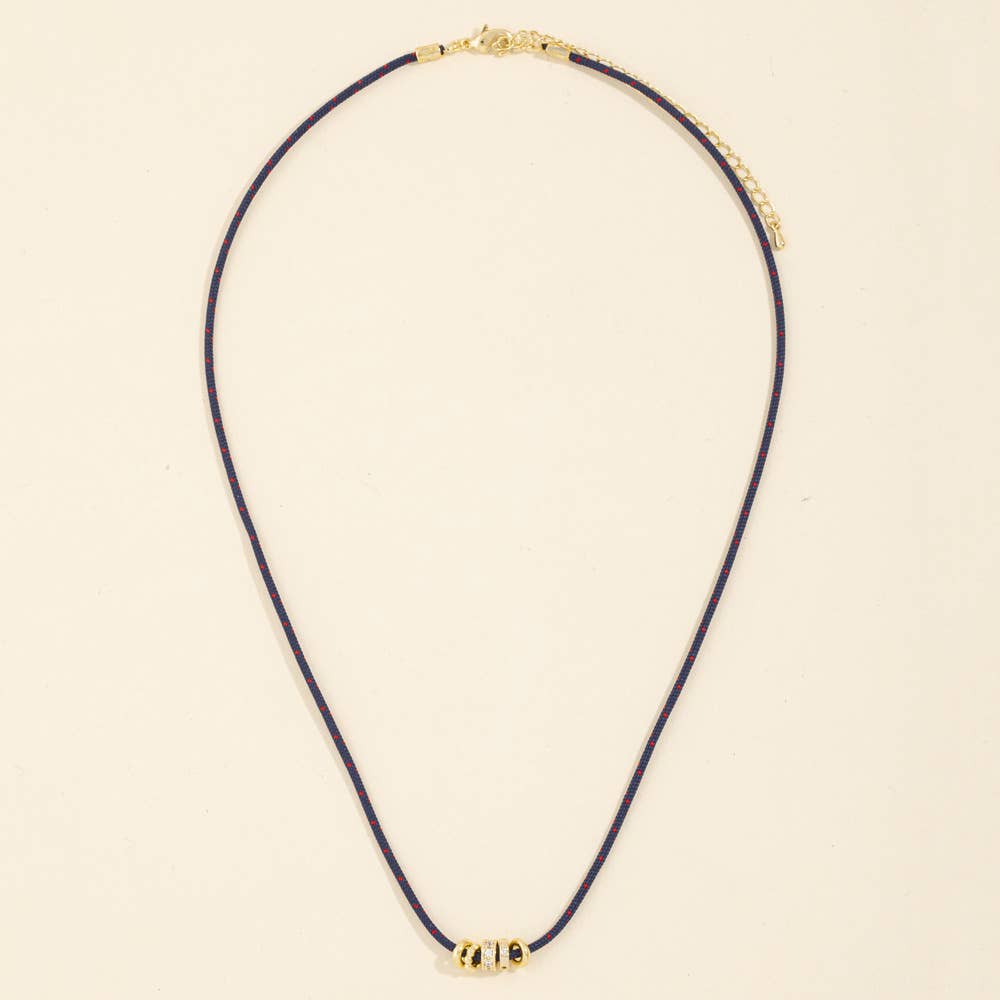 Cord Necklace With Pave Cz Rondelle Beads: GDNAV