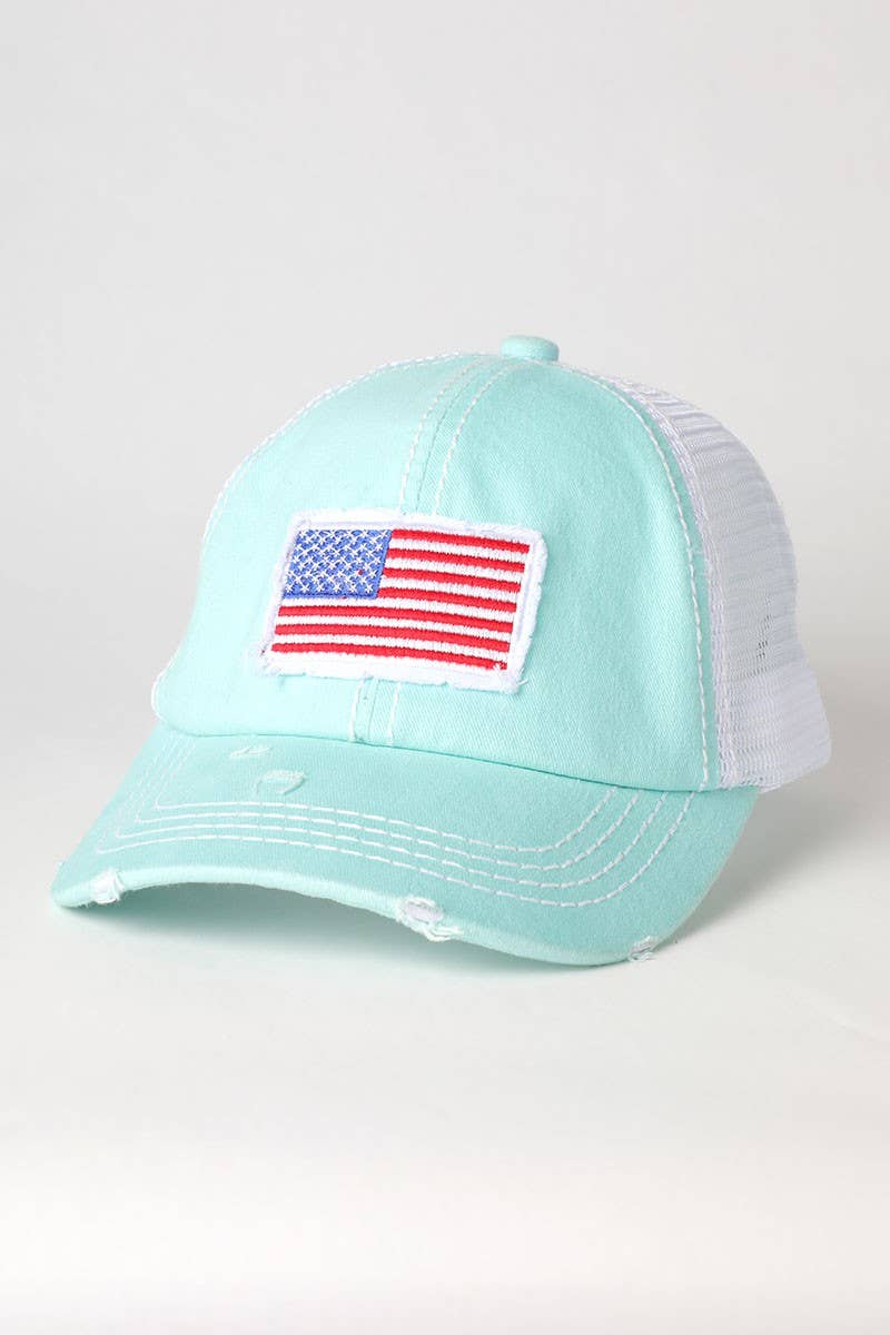 America Usa Flag Mesh Snapback Baseball Cap: Mint / One Size