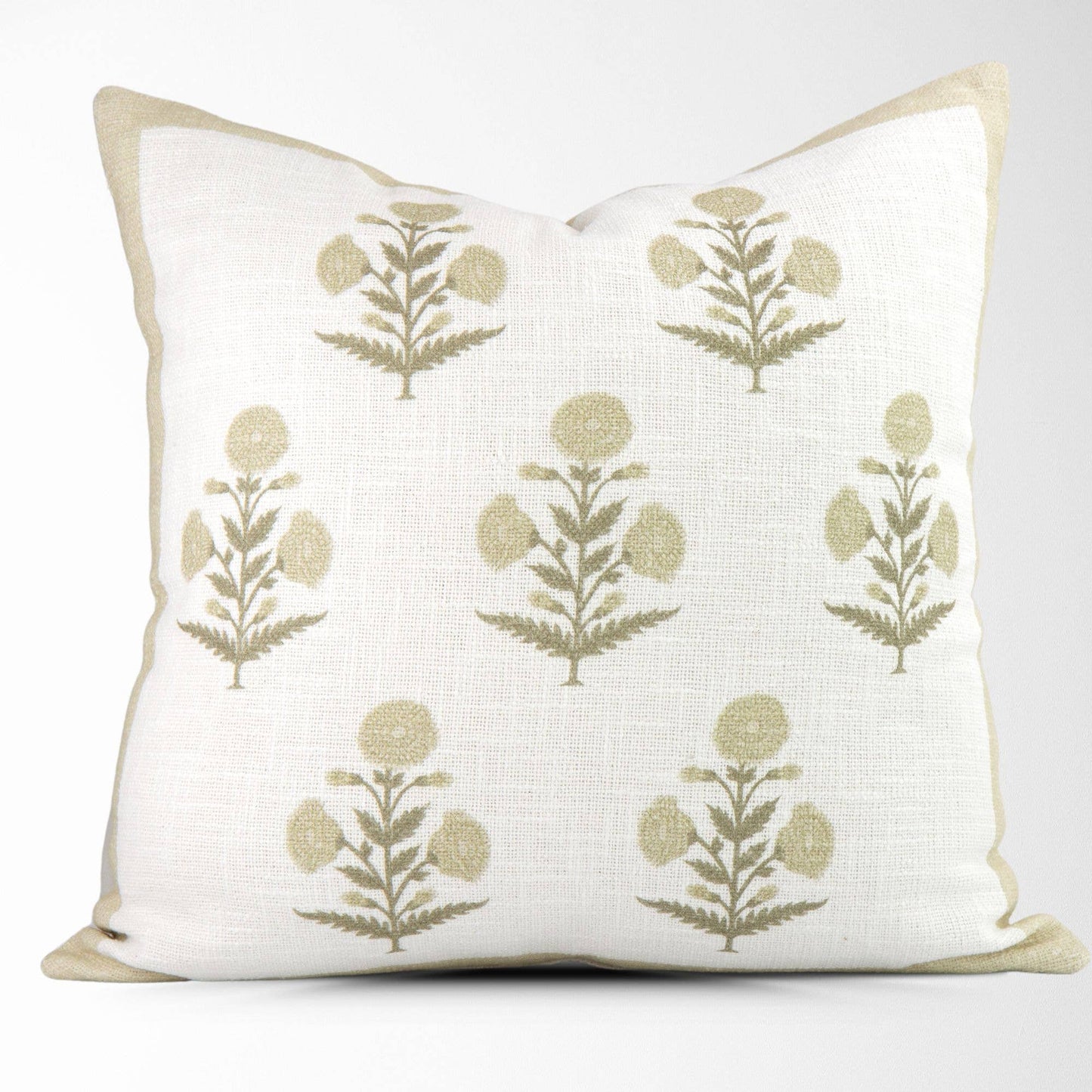 Seraphina Sage Mughal Flower Pillow