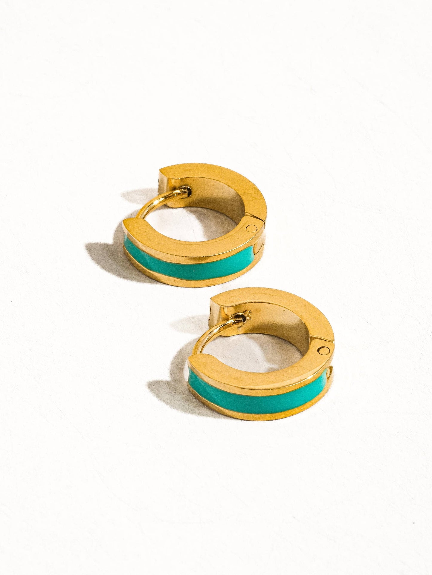 Etta 18K Non-Tarnish Colored Hoop Earring: Turquoise