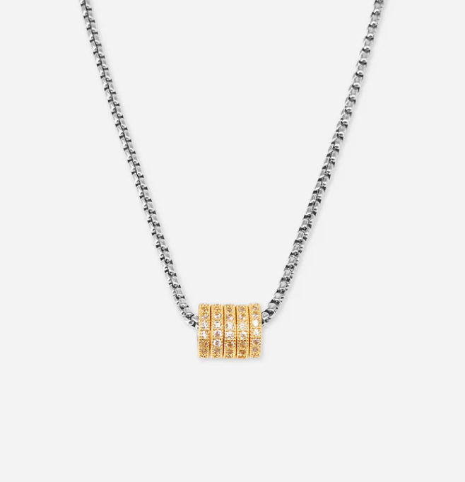 5 Ring -Necklace- Two Tone and CZ NON TARNISH