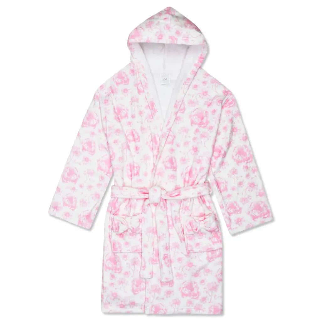 Pretty Pink Toile Hooded Plush Robe (Youth Med/Large)