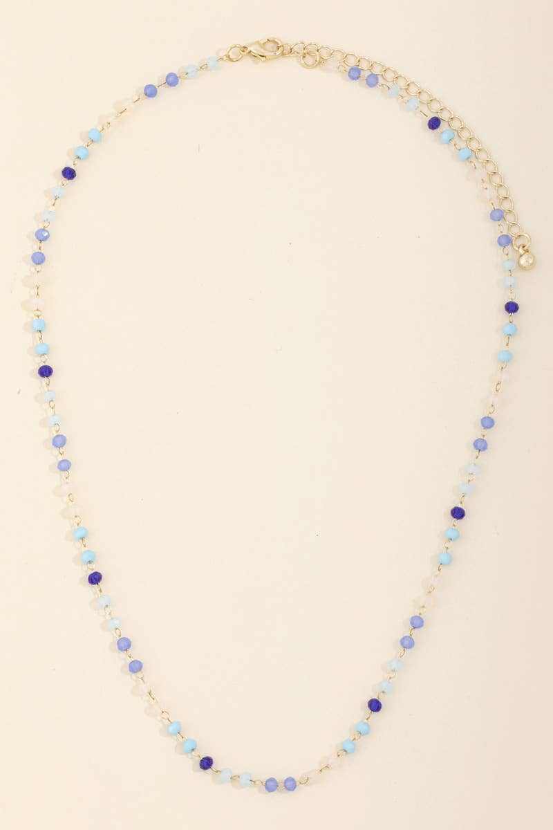 Dainty Faceted Bead Station Chain Necklace: GDDBL