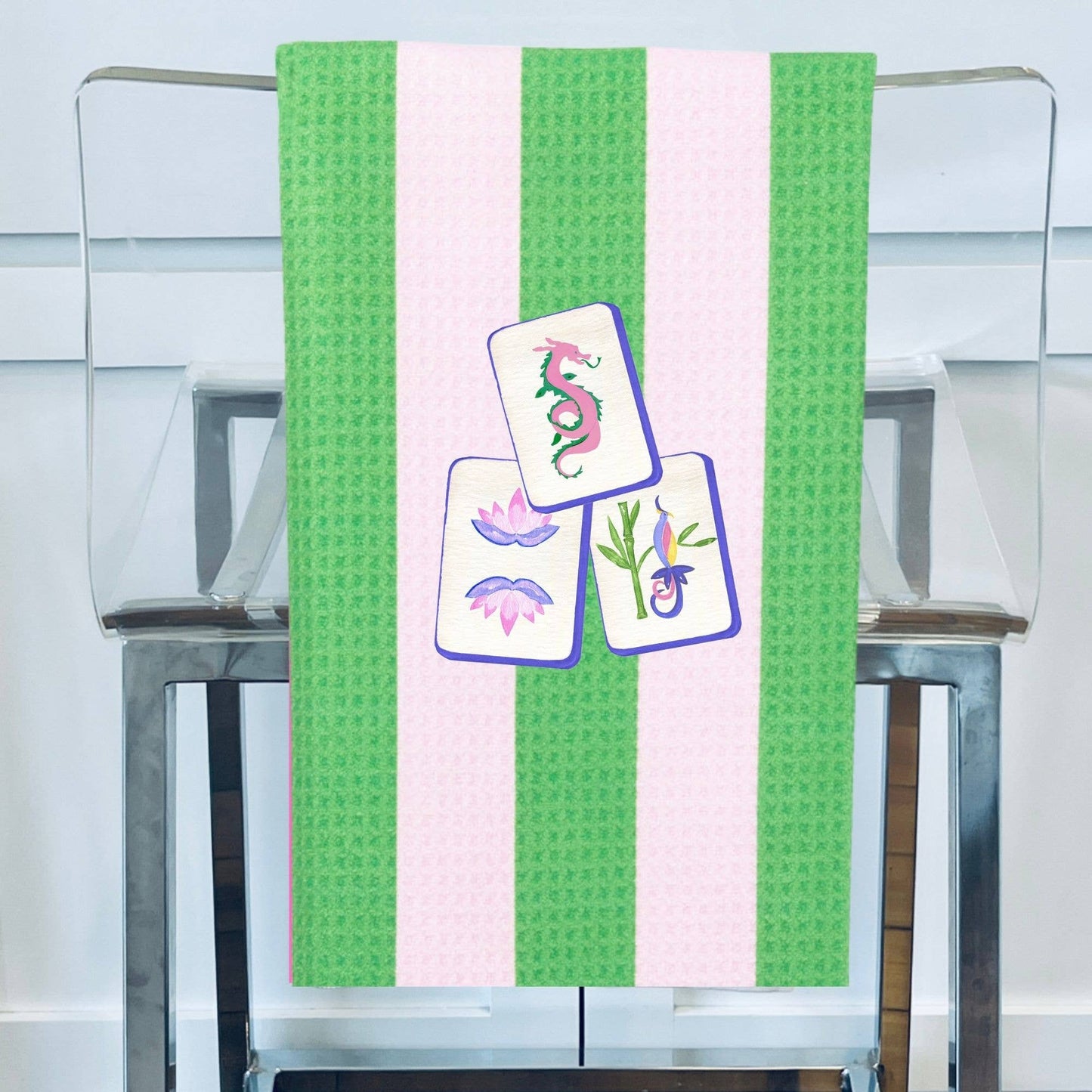 Mahjong Gift Towel Tile Stripe | Microfiber Preppy