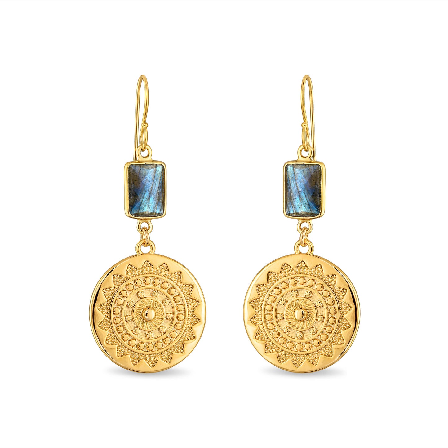 Sun Medallion Dangles - Labradorite