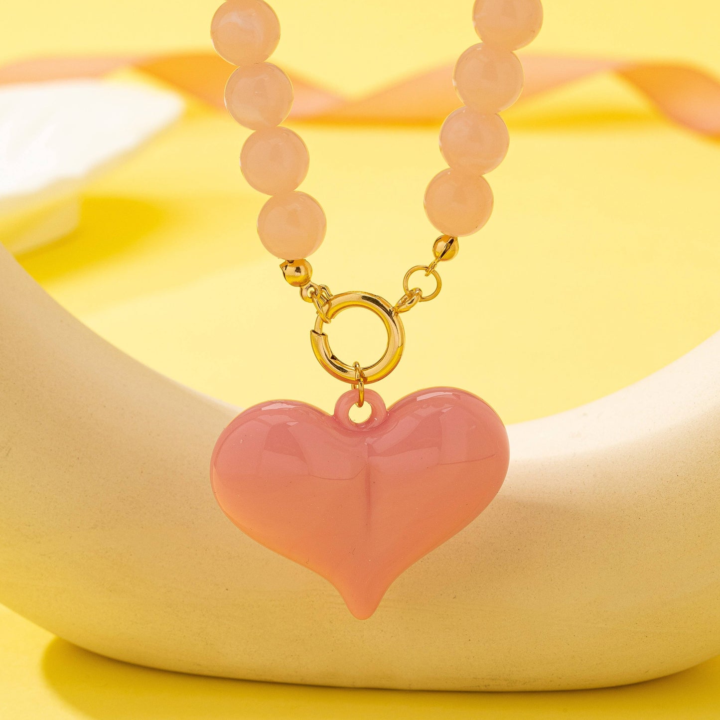 Sweetheart Beaded Heart Necklaces | Pink