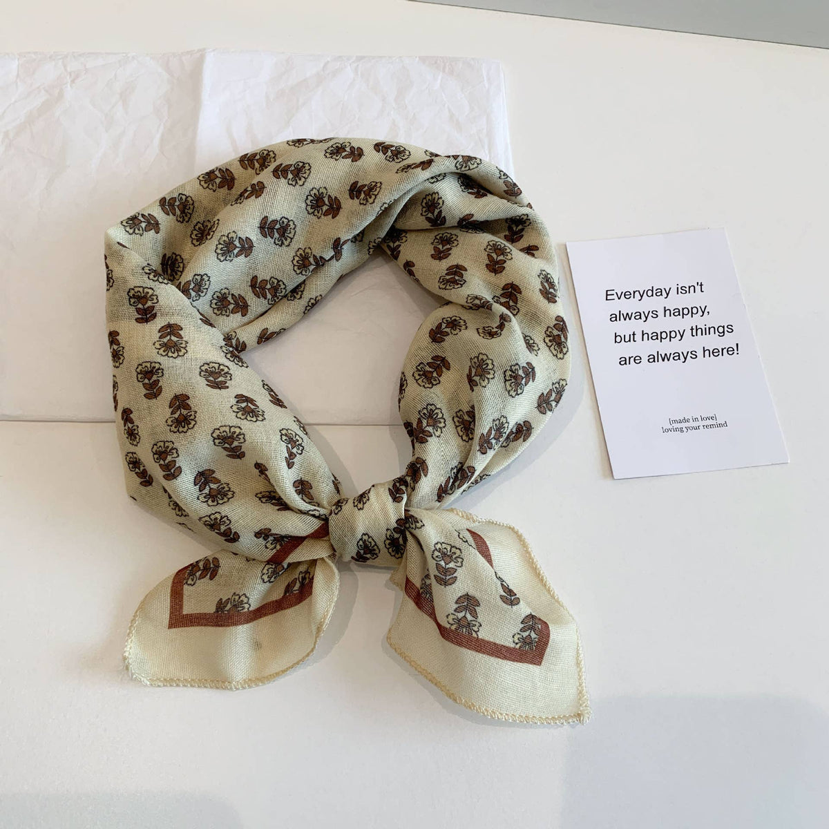 Bohemia Tropical Floral botanical square scarf bandana: White / M