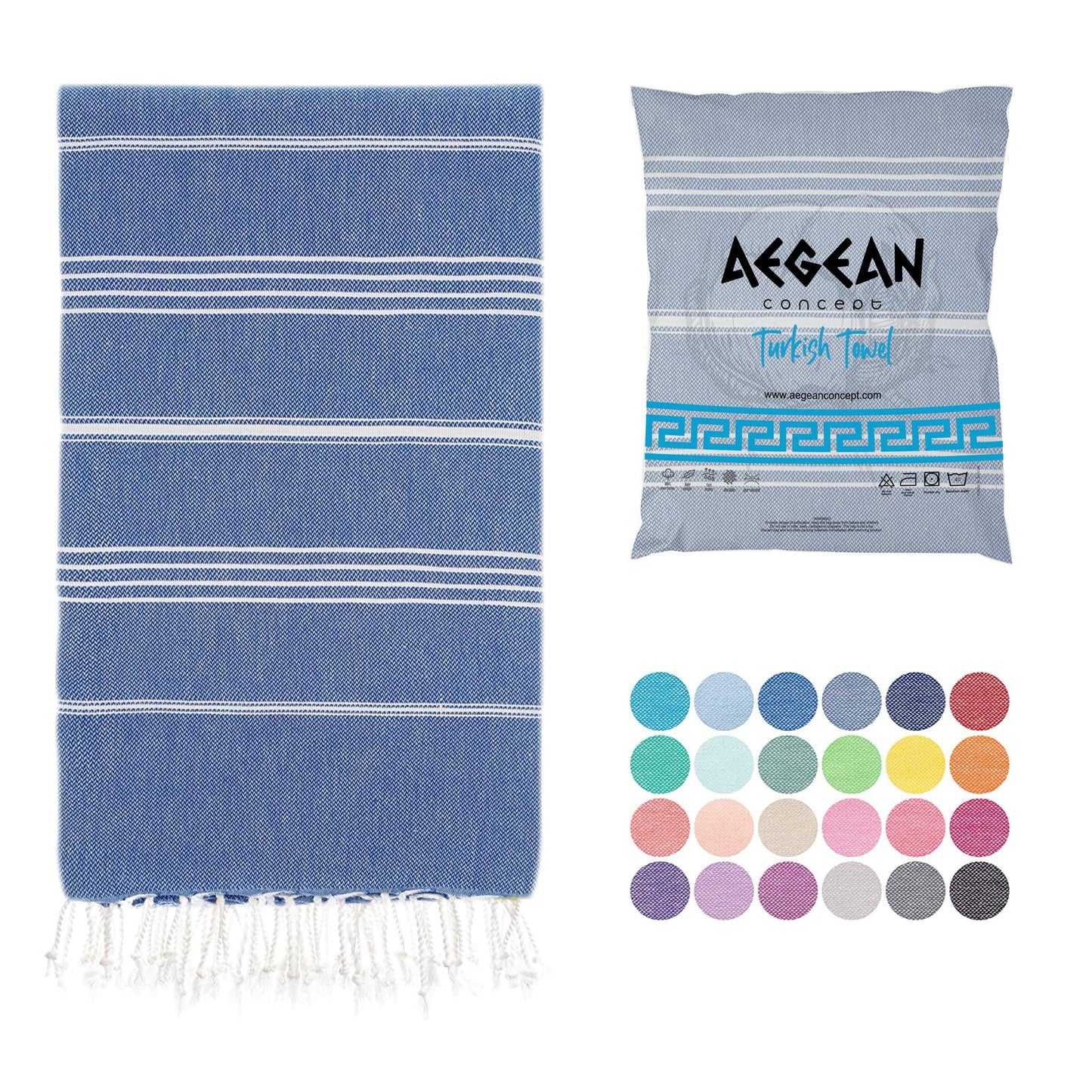 Turkish Beach Towel, Oversized, Quick-Dry: Night Blue