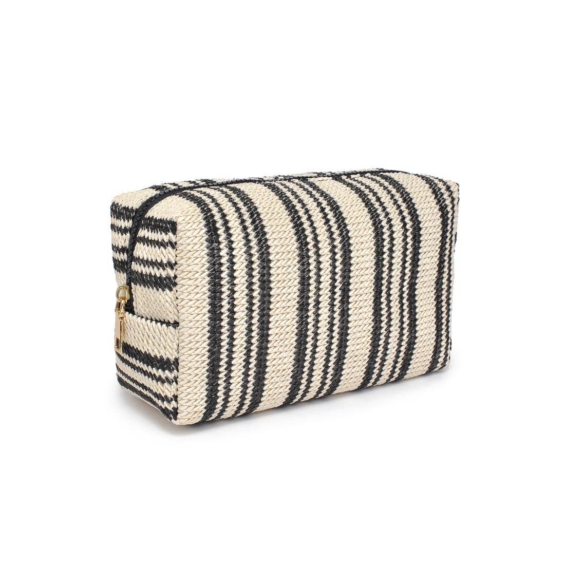 Voyage Stripe Cosmetic Pouch: Black White