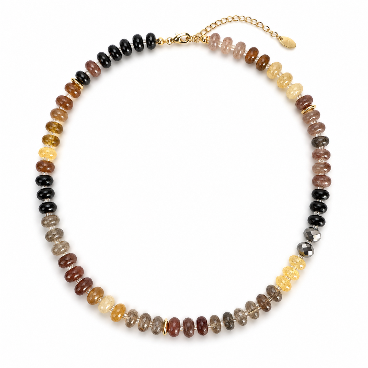 Color Garden Beaded Necklace – Natural Stone Beads Mix: Amber Garden