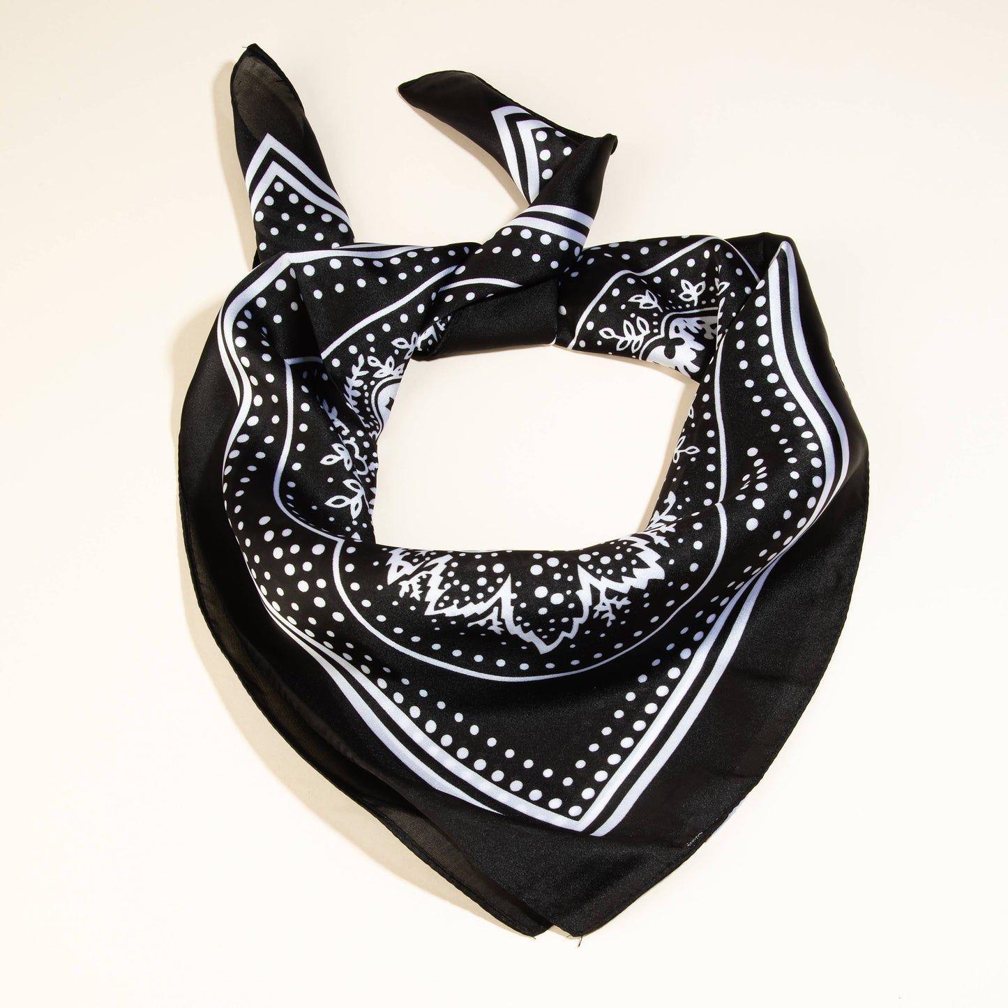 Light Paisley Design Square Bandana Scarf: BK