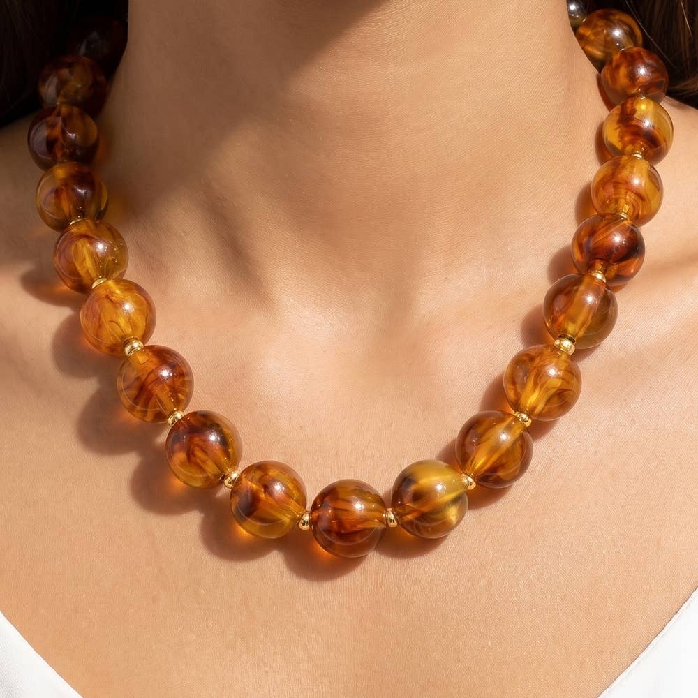 Chunky Round Resin Bead Statement Necklace: BR2