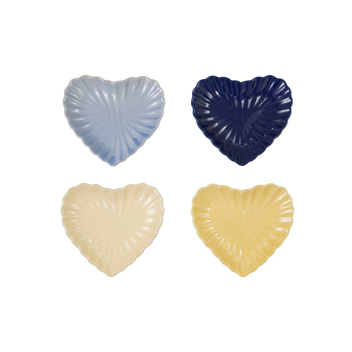 Stoneware Fluted Heart Shaped Plate-Blue
