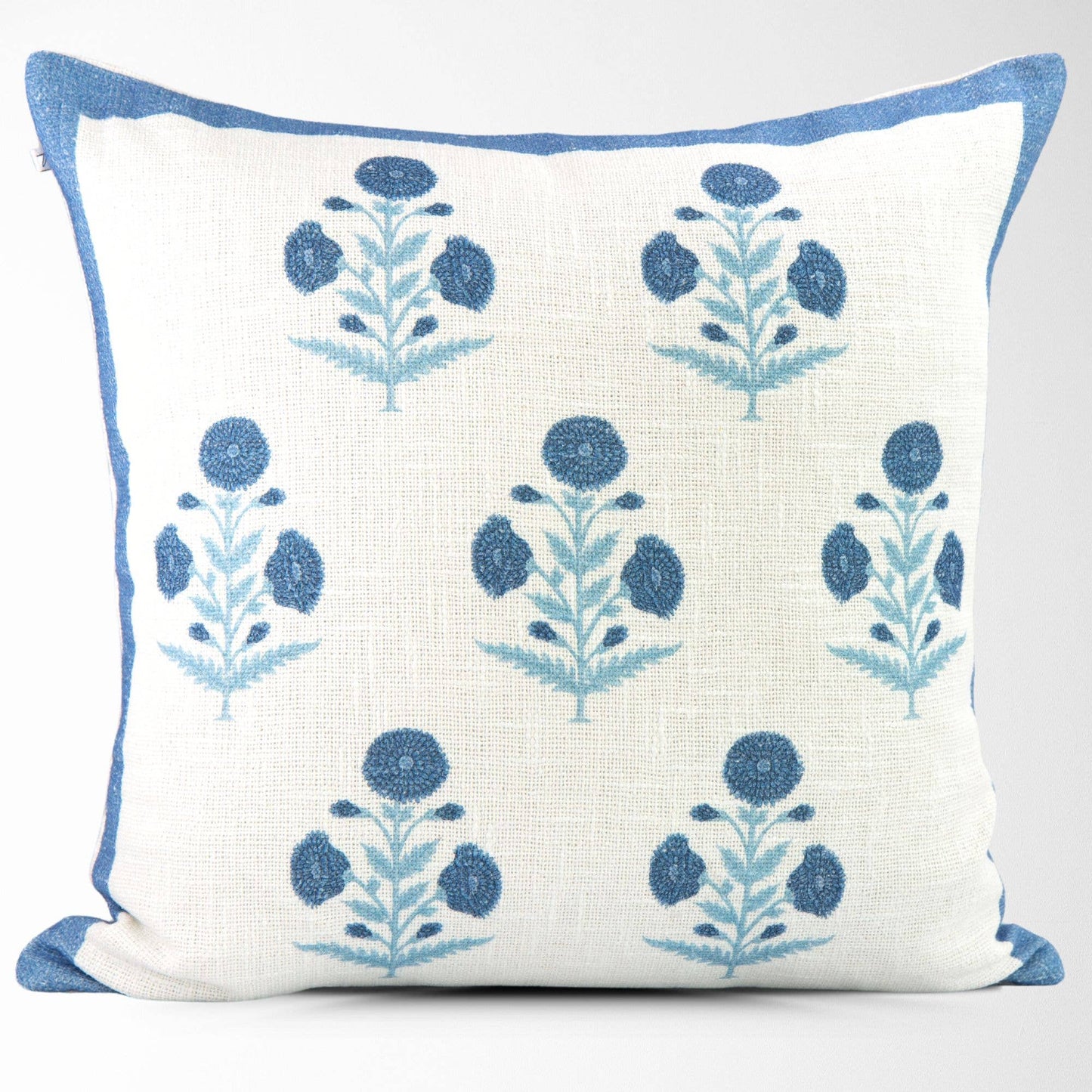 Seraphina Blue Mughal Flower Pillow