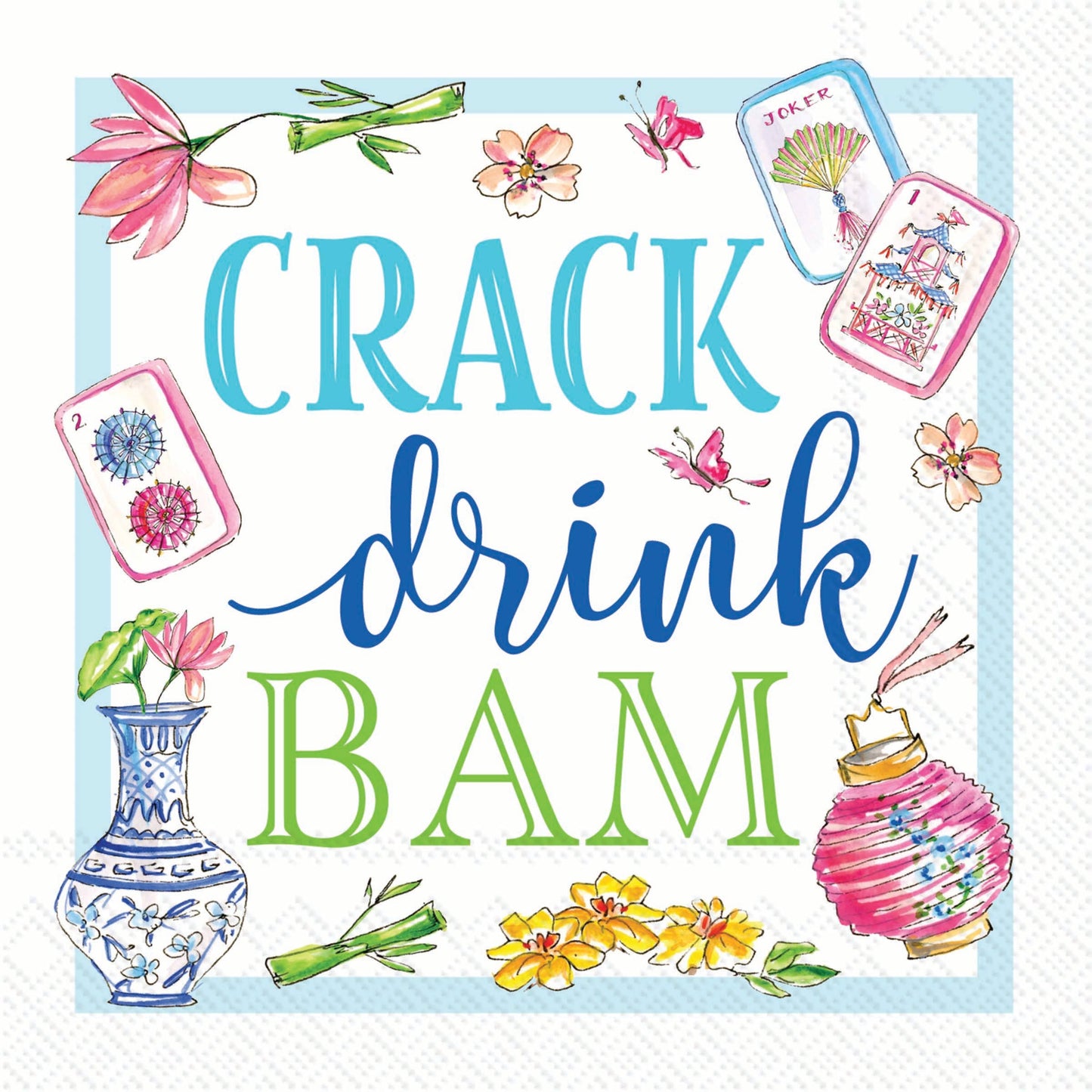 Paper Cocktail Napkins Mahjong Crack Drink Bam