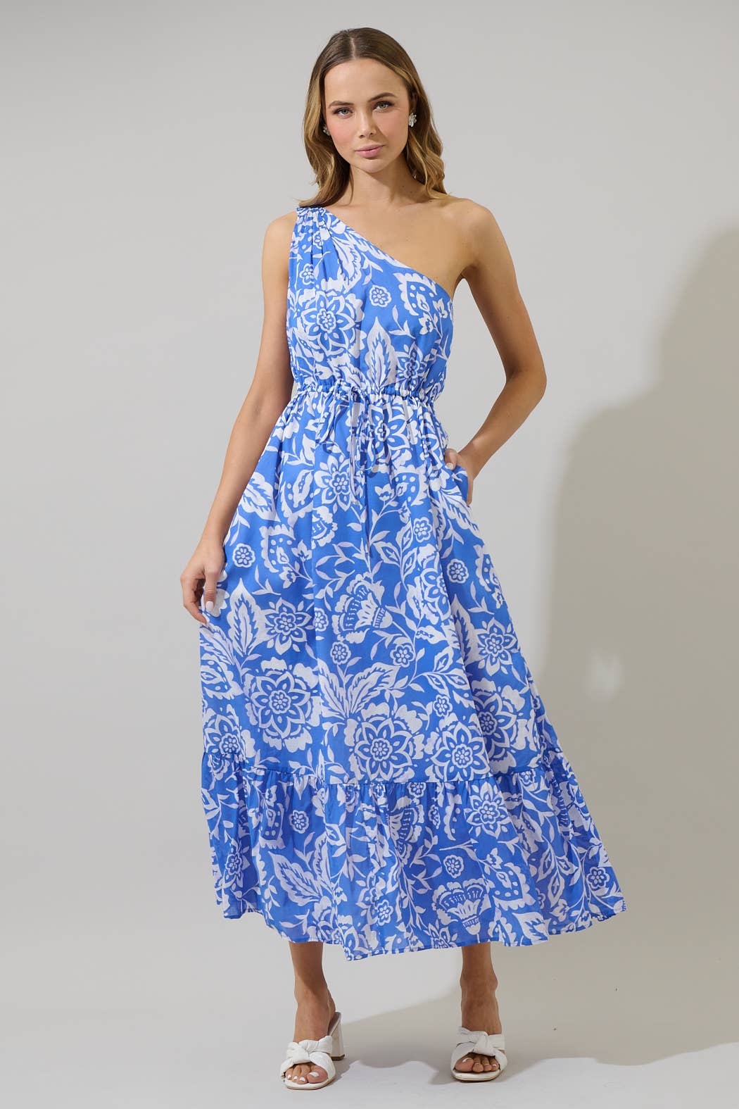 Marny Floral Elya One Shoulder Maxi Dress