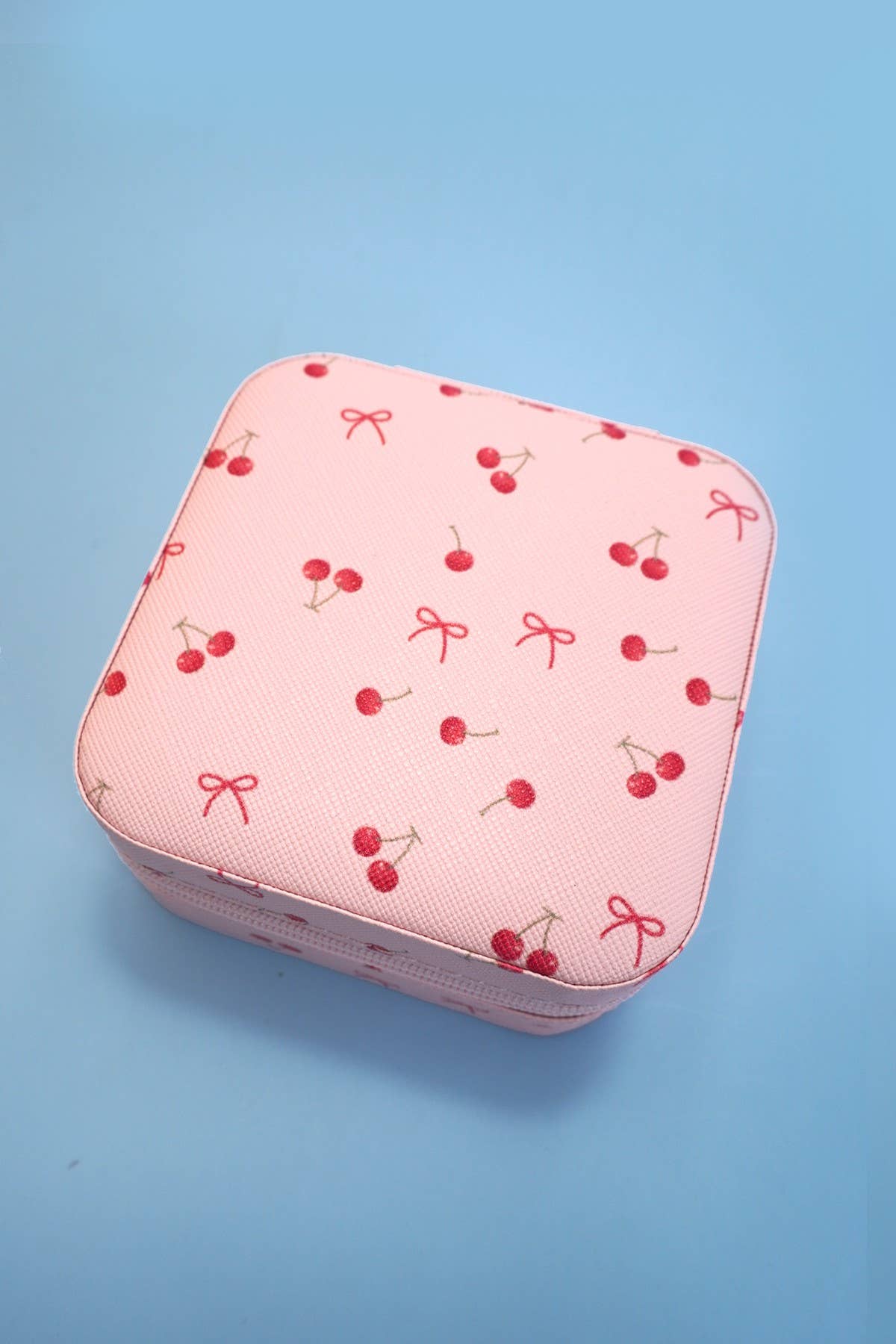 Designed Jewelry Organizer Travel Box Case | Cherry Bow Pink