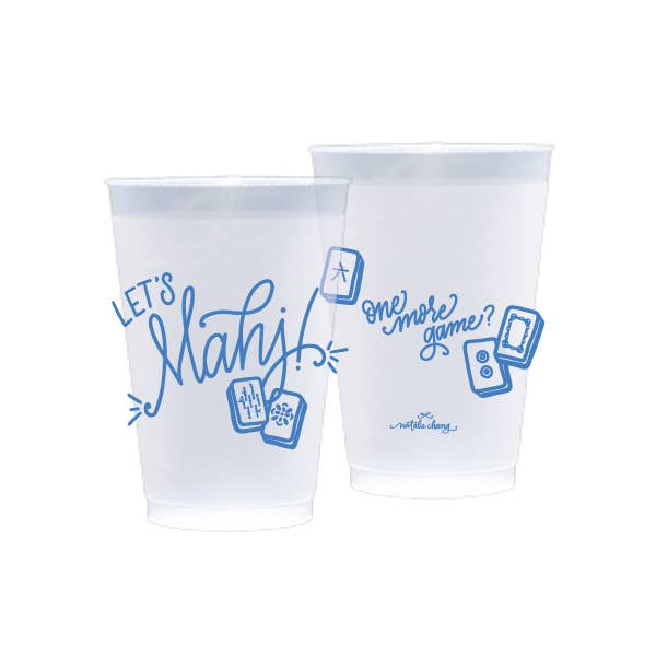 LET'S MAHJ! | Mahjong Cups & Napkins: FROST FLEX cups (12oz) | Blue
