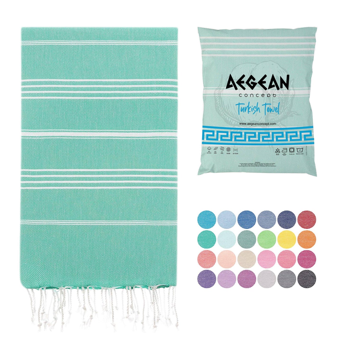 Turkish Beach Towel, Oversized, Quick-Dry: Aqua