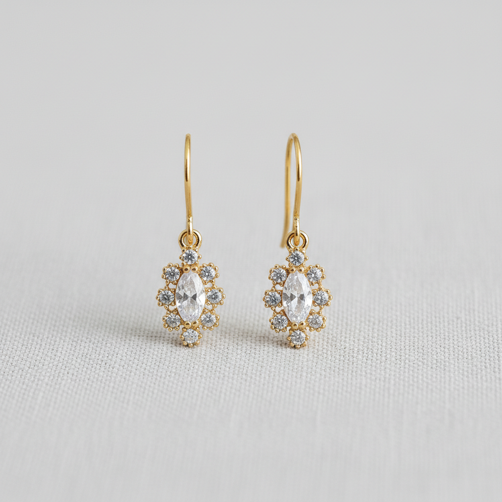 Vintage Inspired Pave Snowflake Stud Earrings