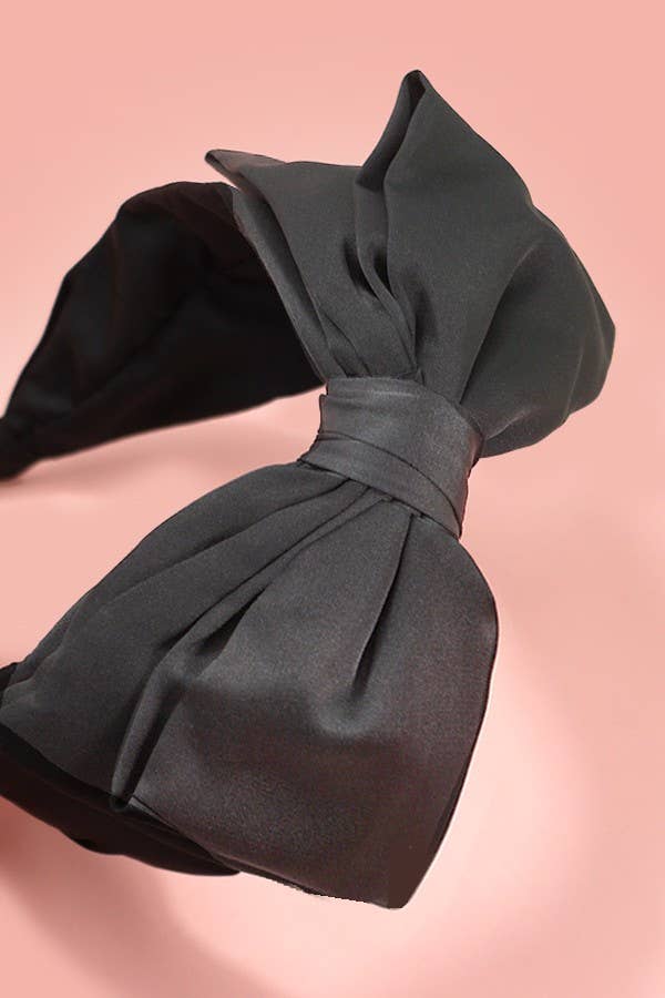 Satin Bow Headband Hair Band: Black