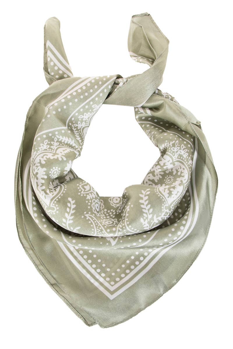 Light Paisley Design Square Bandana Scarf: MI