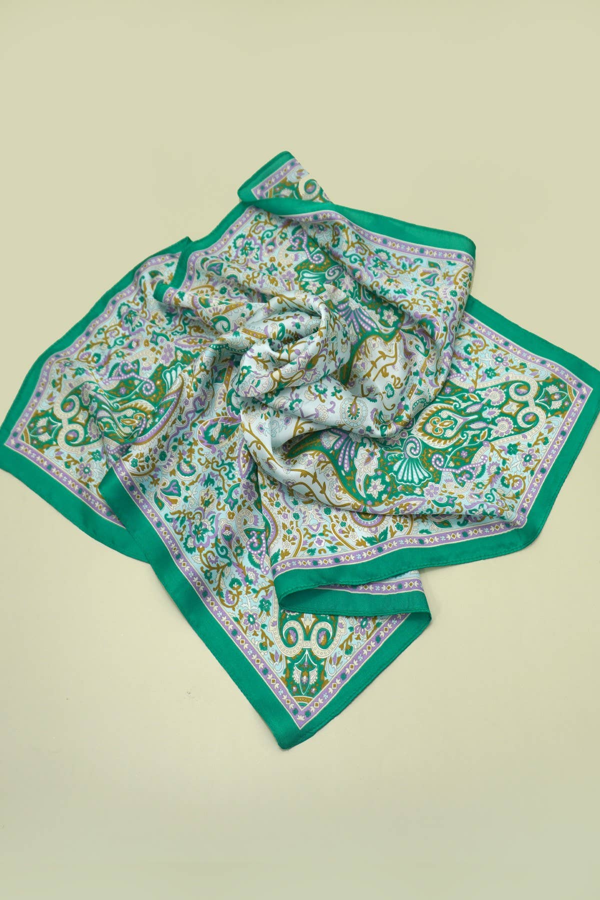 Vintage Paisley Print Bandana Scarf | Green