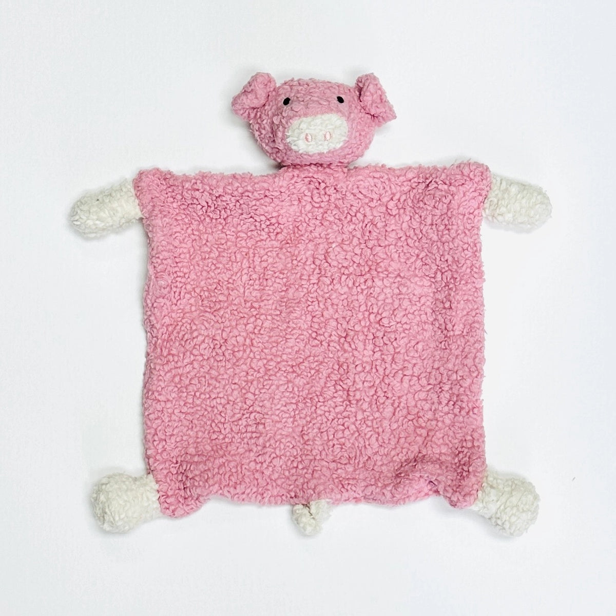 PIG - Organic SHERPA Lovey Baby Security Blanket Cuddle Cloth: Blush