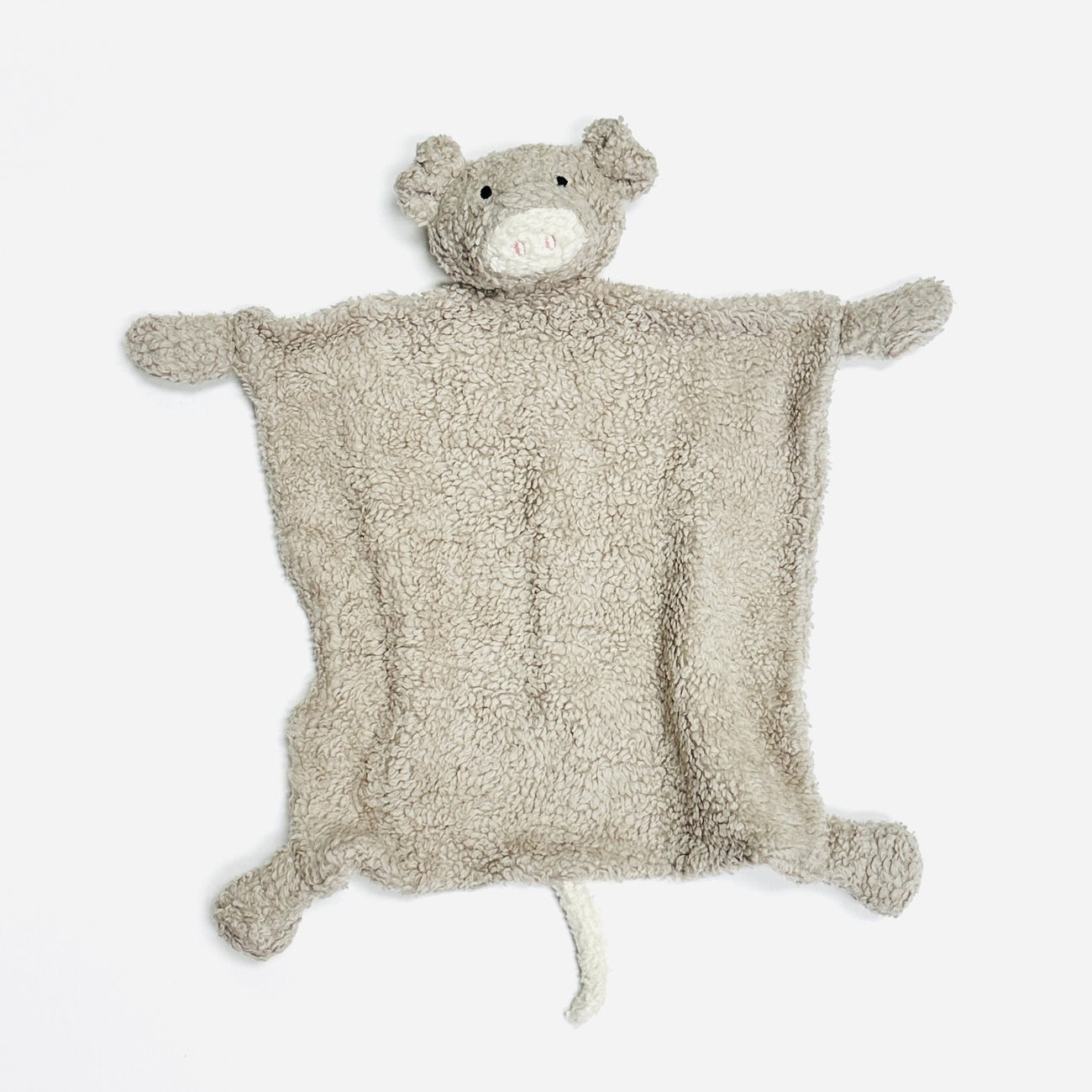 PIG - Organic SHERPA Lovey Baby Security Blanket Cuddle Cloth: Stone
