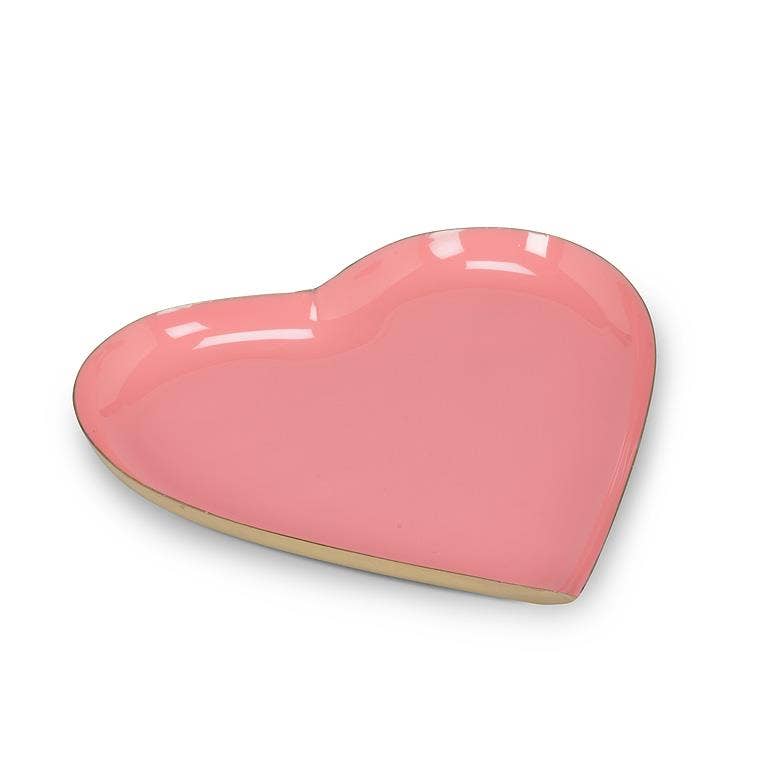 Heart Shaped Enamel Tray-Pink