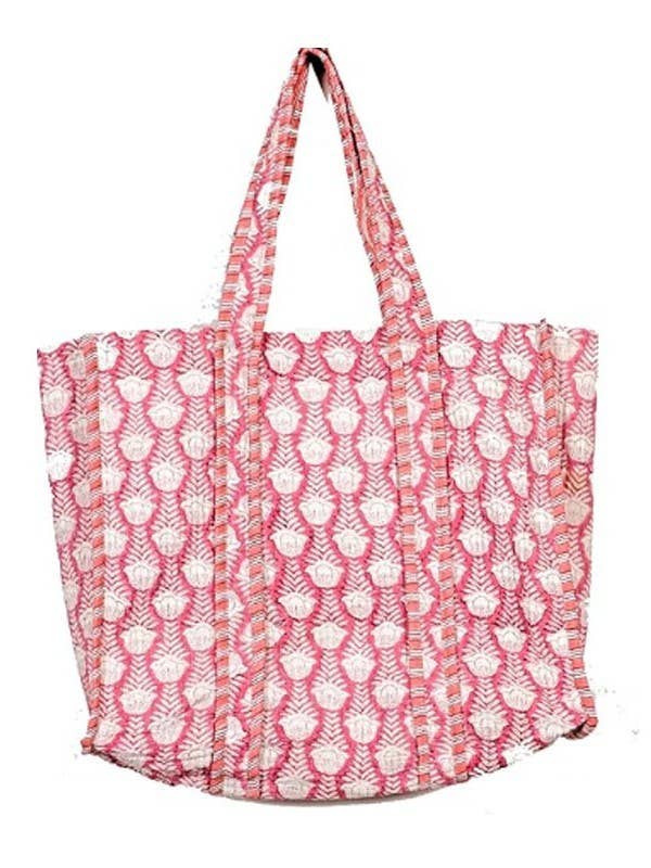 Organic Reversible Quilted Tote Bag | Pink