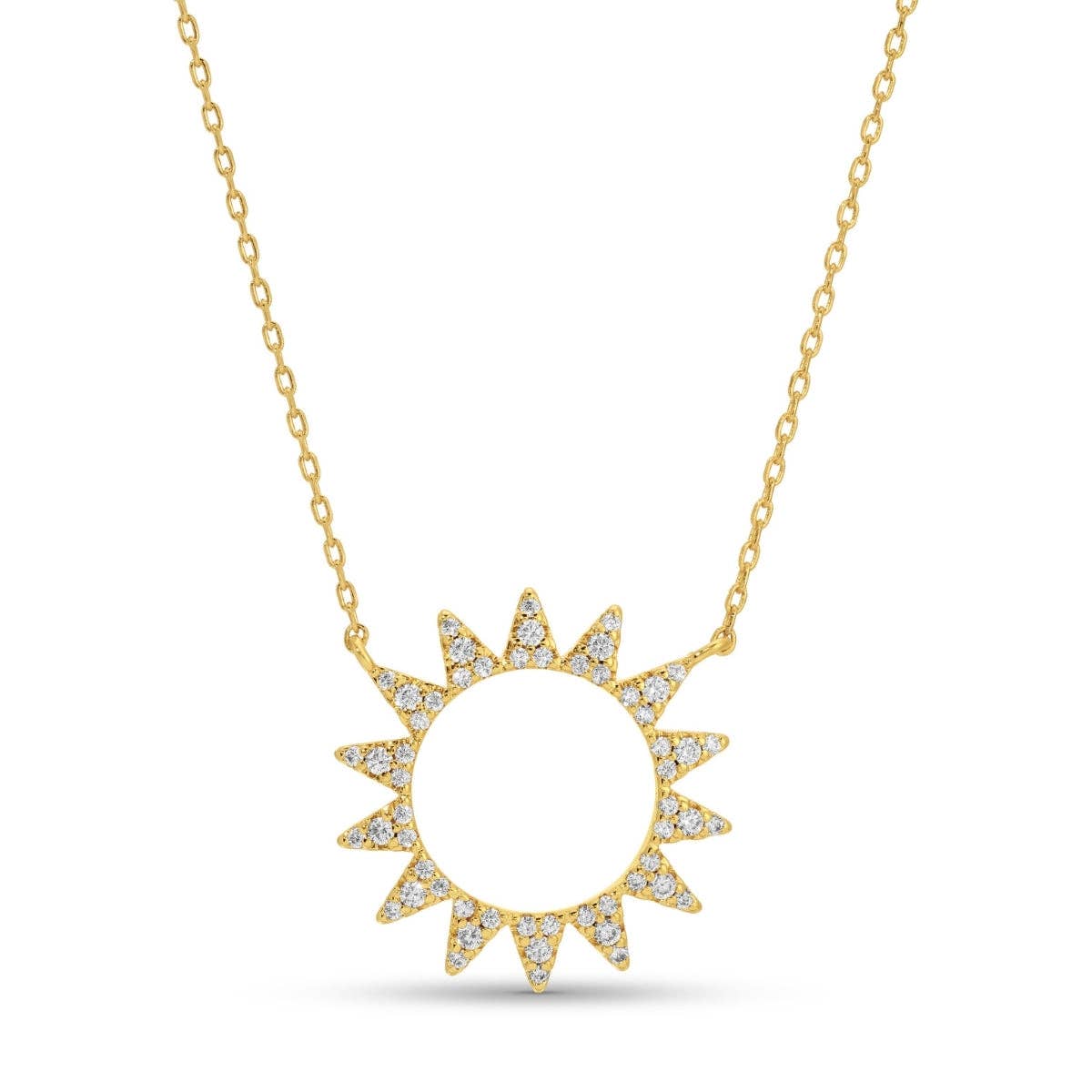 Pavé Sun Necklace: Gold