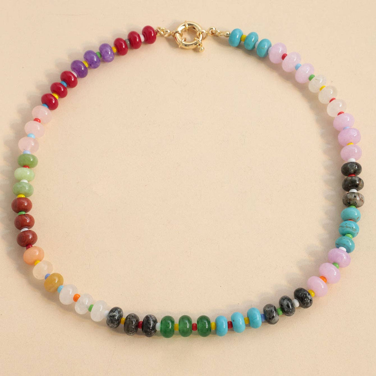 Colorful Beaded Statement Necklace: 6 / One Size