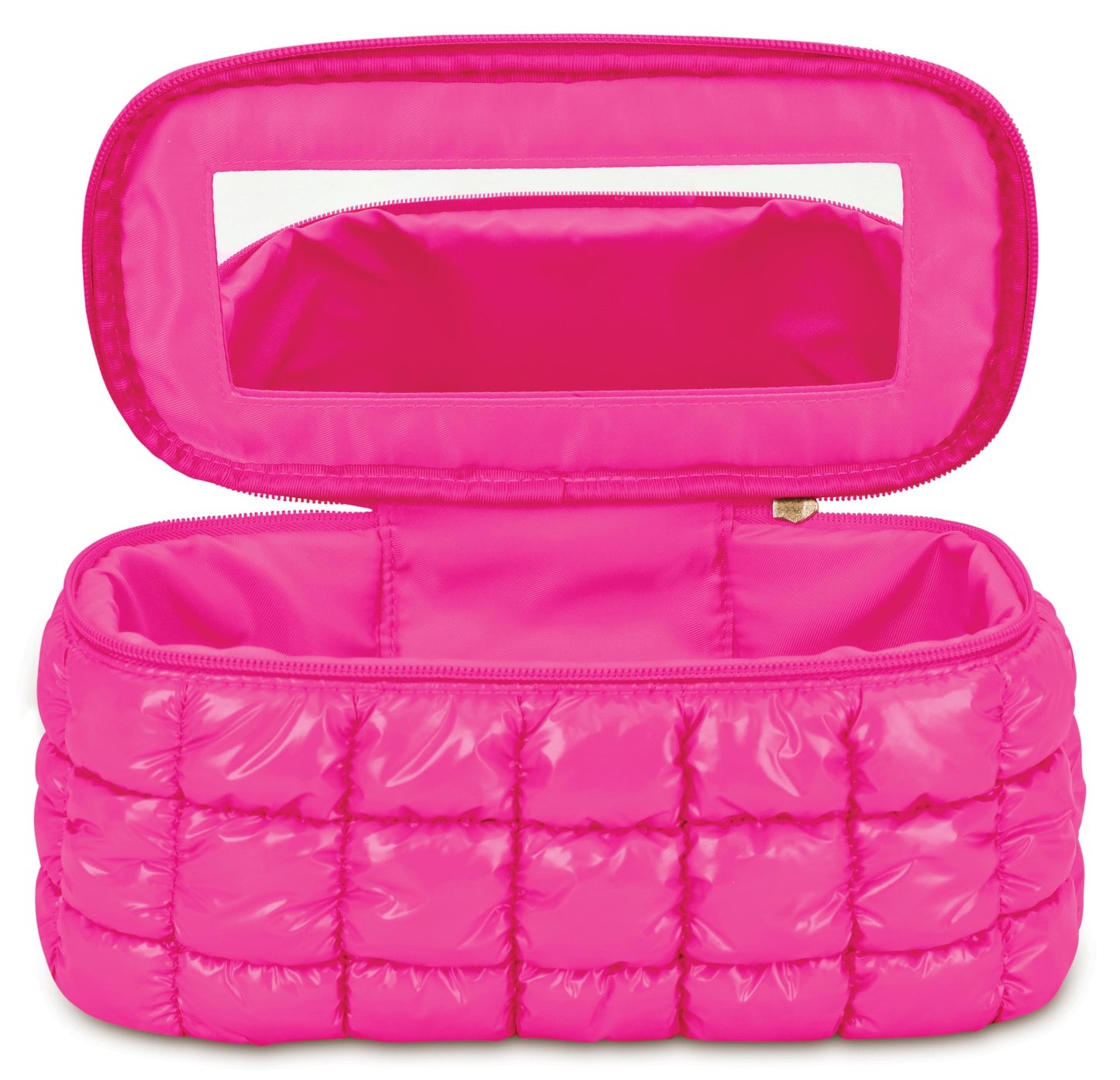Hot Pink Shiny Puffer Cosmetic Case
