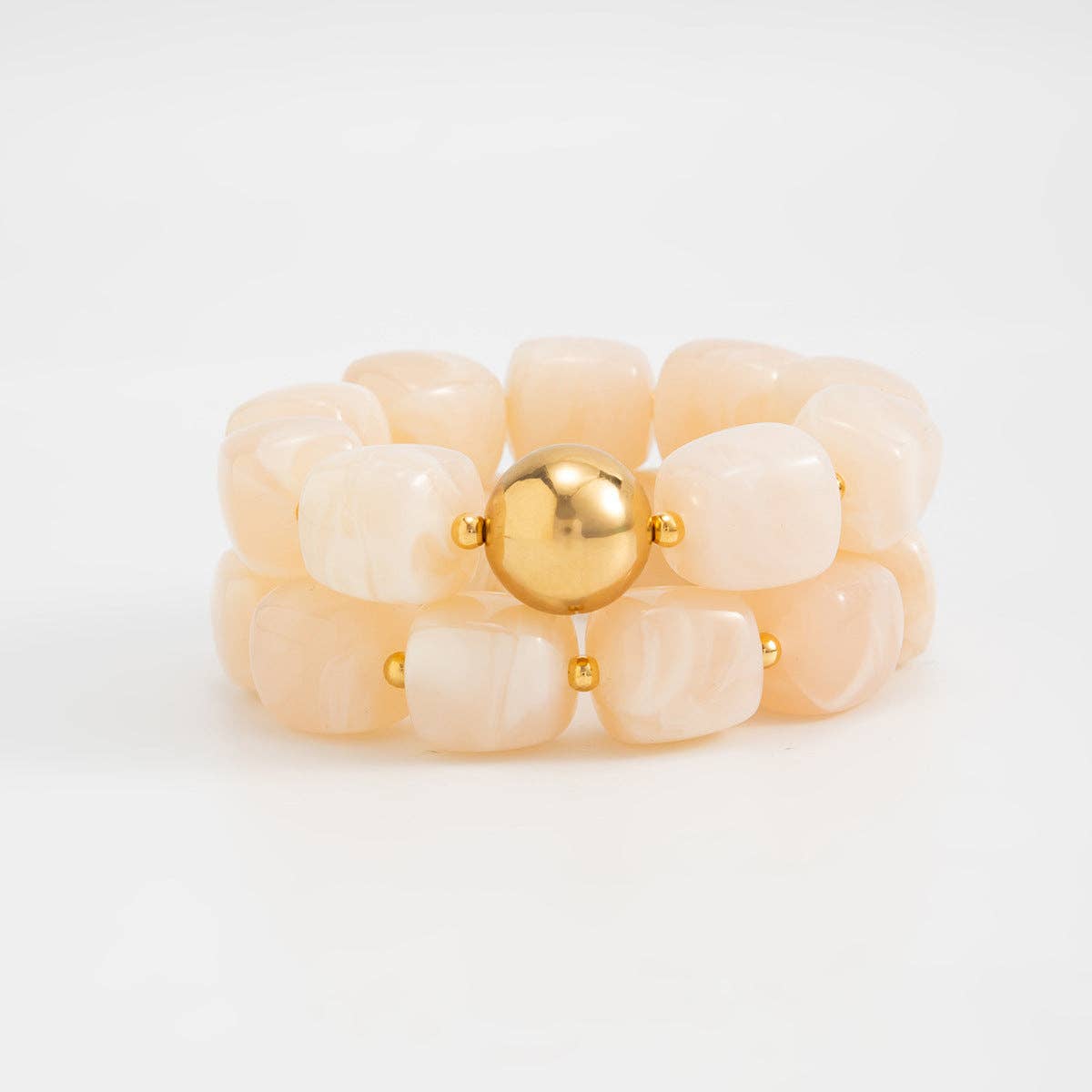 Chunky Beaded Stretch Bracelet: WHITE / One Size