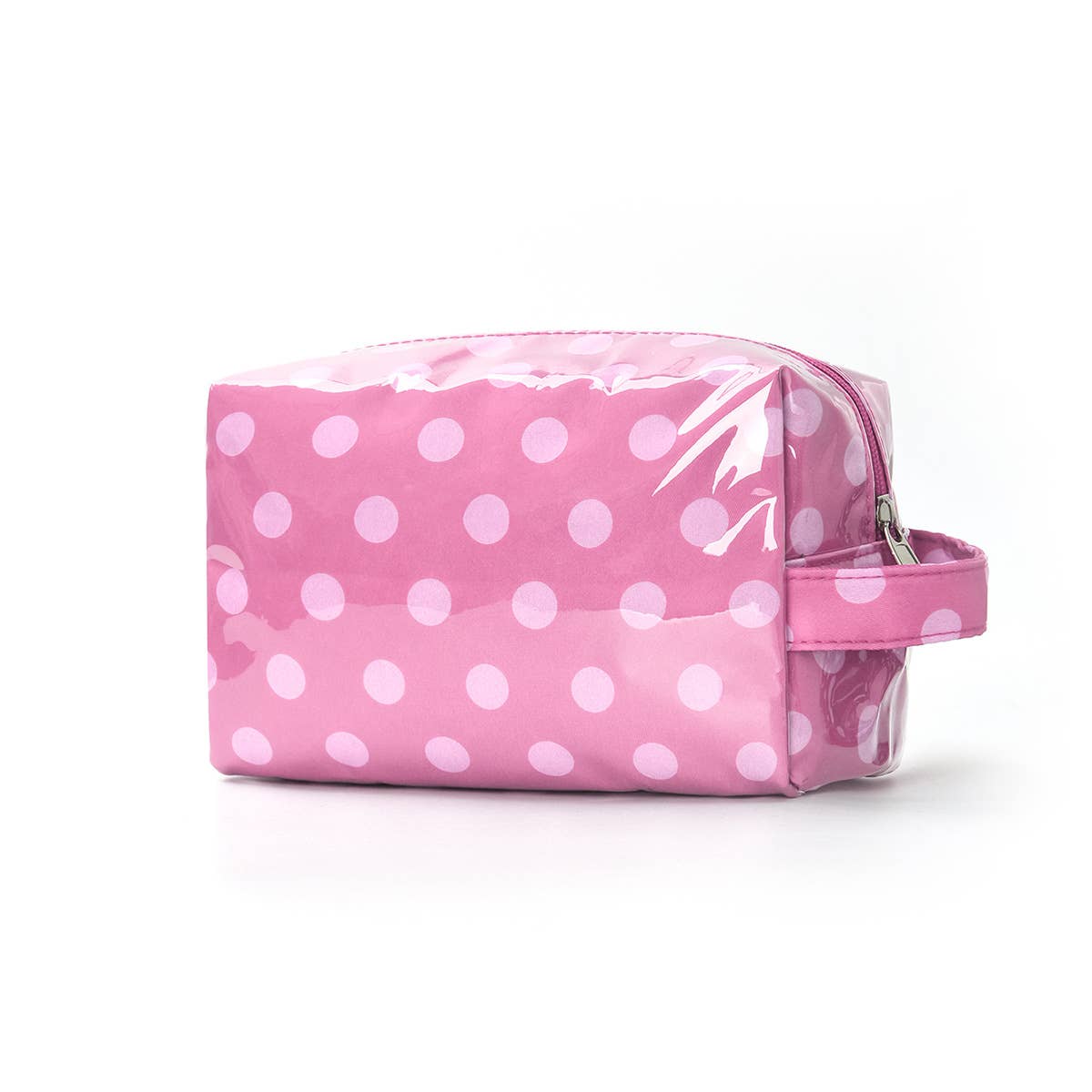 Polka Dot Makeup Bag Stripe PVC Cosmetic Pouch: DRose / M