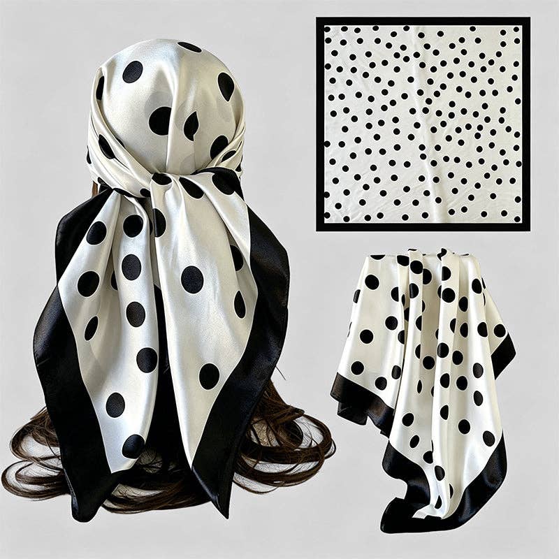 Classic Polka Dot Square Scarf: Apricot / One Size