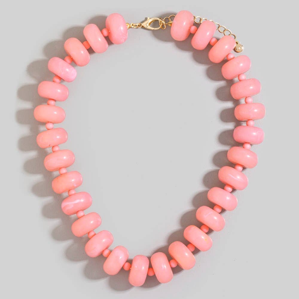 Bulky Bead Link Necklace Set: PNK