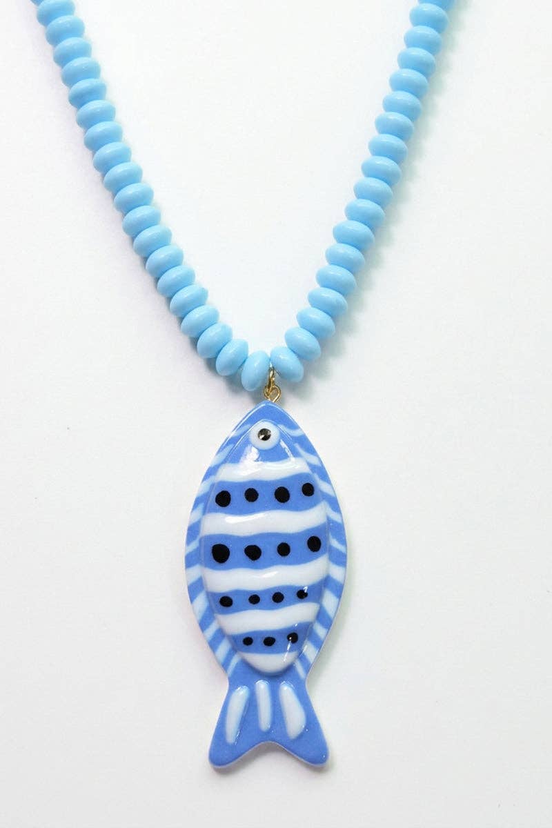 Vibrant Fish Pendant Beaded Necklace: 8 / One Size